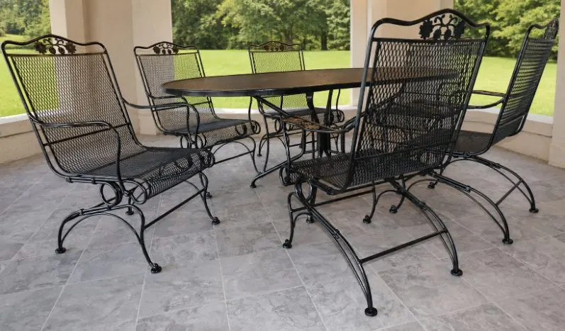 Midcentury Russell Woodard Briarwood Wrought-Iron Patio Dining Set