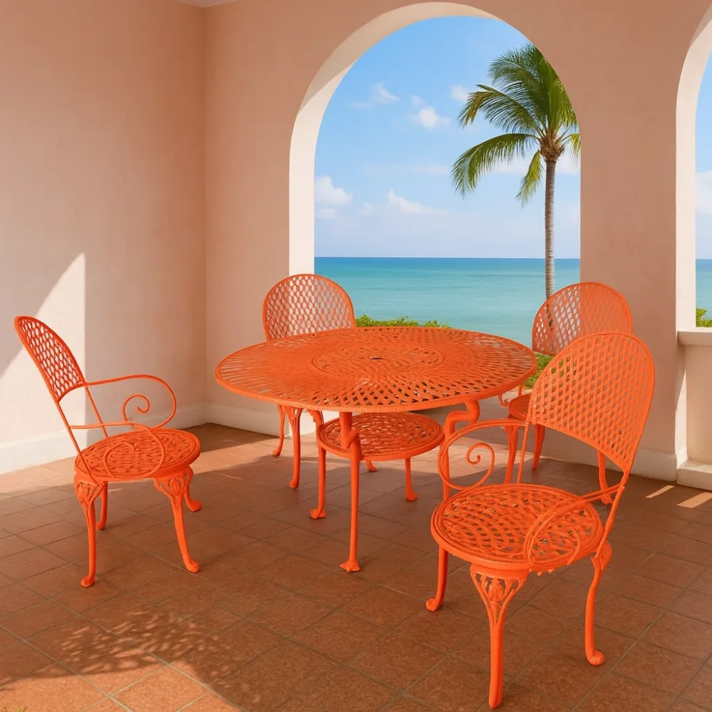 Flamingo Wrought Iron Patio Set from the 1950s